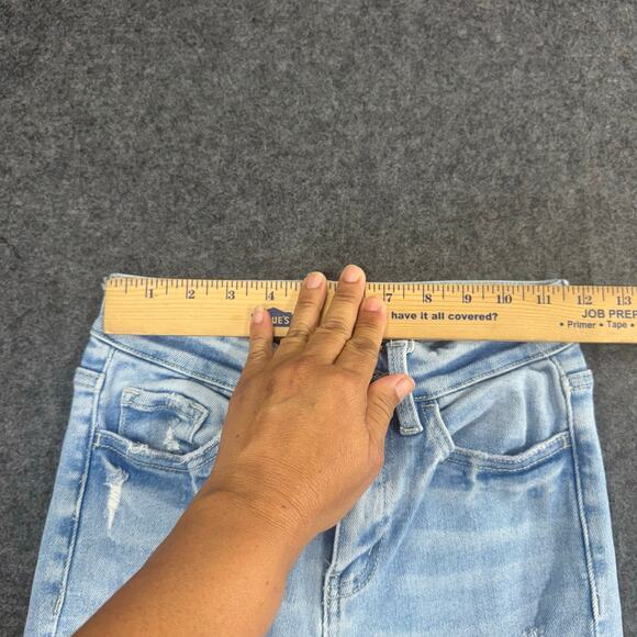 Flying Monkey Jeans Women Blue Distressed High Rise Super Flare Raw Hem 24 - Picture 7 of 9